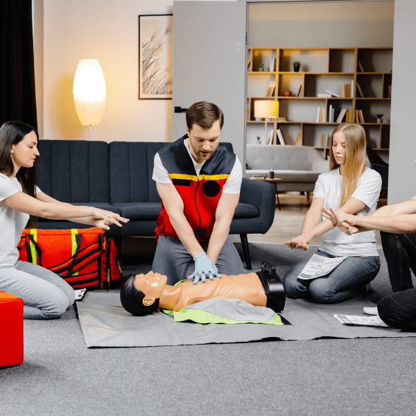 Participants receiving first aid training at NSTA Tasmania in Tasmania.