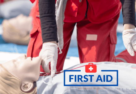 Trainer demonstrating CPR techniques during a first aid course in Tasmania